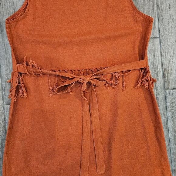 Chintamani Chakruna Raw Cotton Fringe Maxi Dress Women’s XL‎ Ochre Boho Goddess - Picture 6 of 12